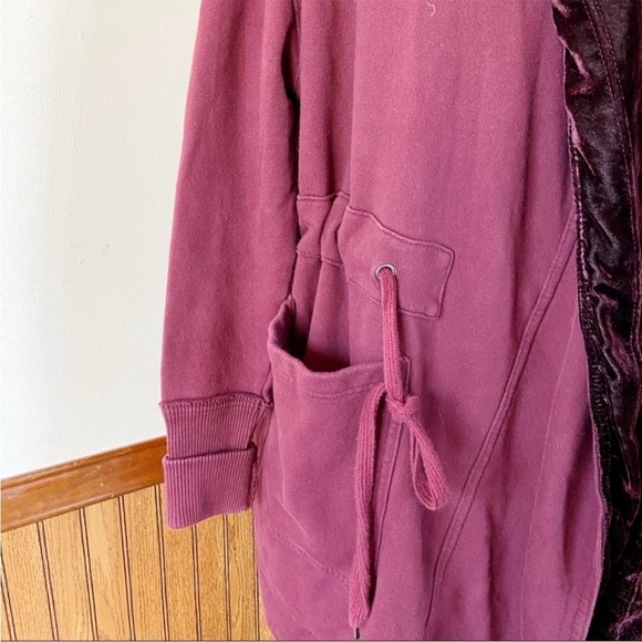 Free People Dark Berry Burgundy Westwood Velvet Trim Cardigan XS - Picture 5 of 6